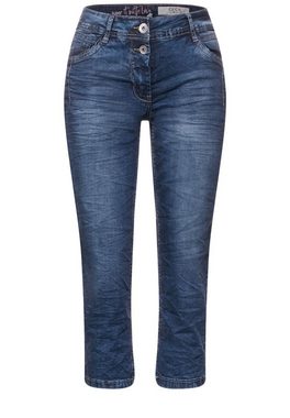 Cecil 3/4-Jeans Cecil Loose Fit Caprijeans in Mid Blue Used Wash (1-tlg) Five Pockets