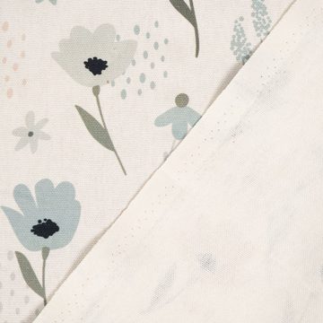 SCHÖNER LEBEN. Stoff Dekostoff Baumwolle Digitaldruck Blumen ecru mintgrün vanille 1,40m, Digitaldruck