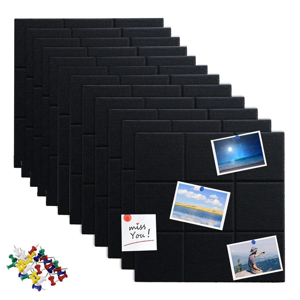AFKSMILE Pinnwand 12 Stück Filz Pinnwand Selbstklebend, 30x30cm Dekorative Filzboard