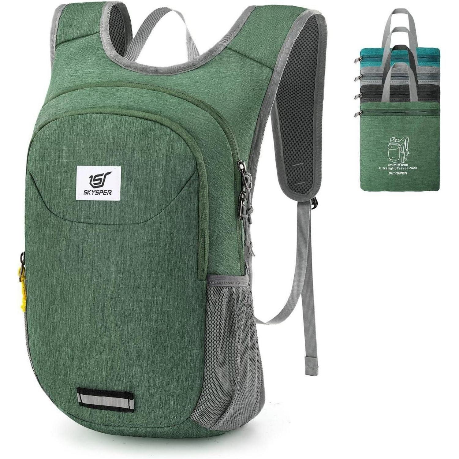 LuxusKollektion Tagesrucksack Rucksack faltbar 10L ultraleicht Reflexstreifen Iminix10iii-grün
