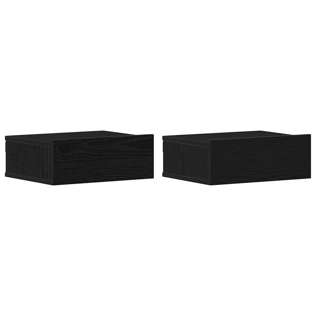 vidaXL Nachttisch Schwebende Nachttische 2 Stück Schwarze Eiche 40 x 32 x 1 günstig online kaufen