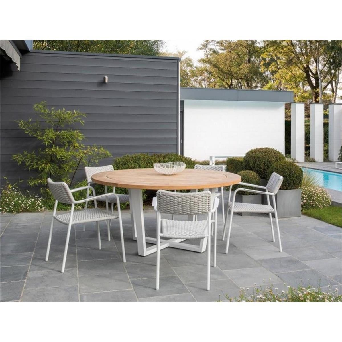 BOURGH Esszimmerstuhl TERRE Stuhl für Indoor/Outdoor grau - Rope Geflecht