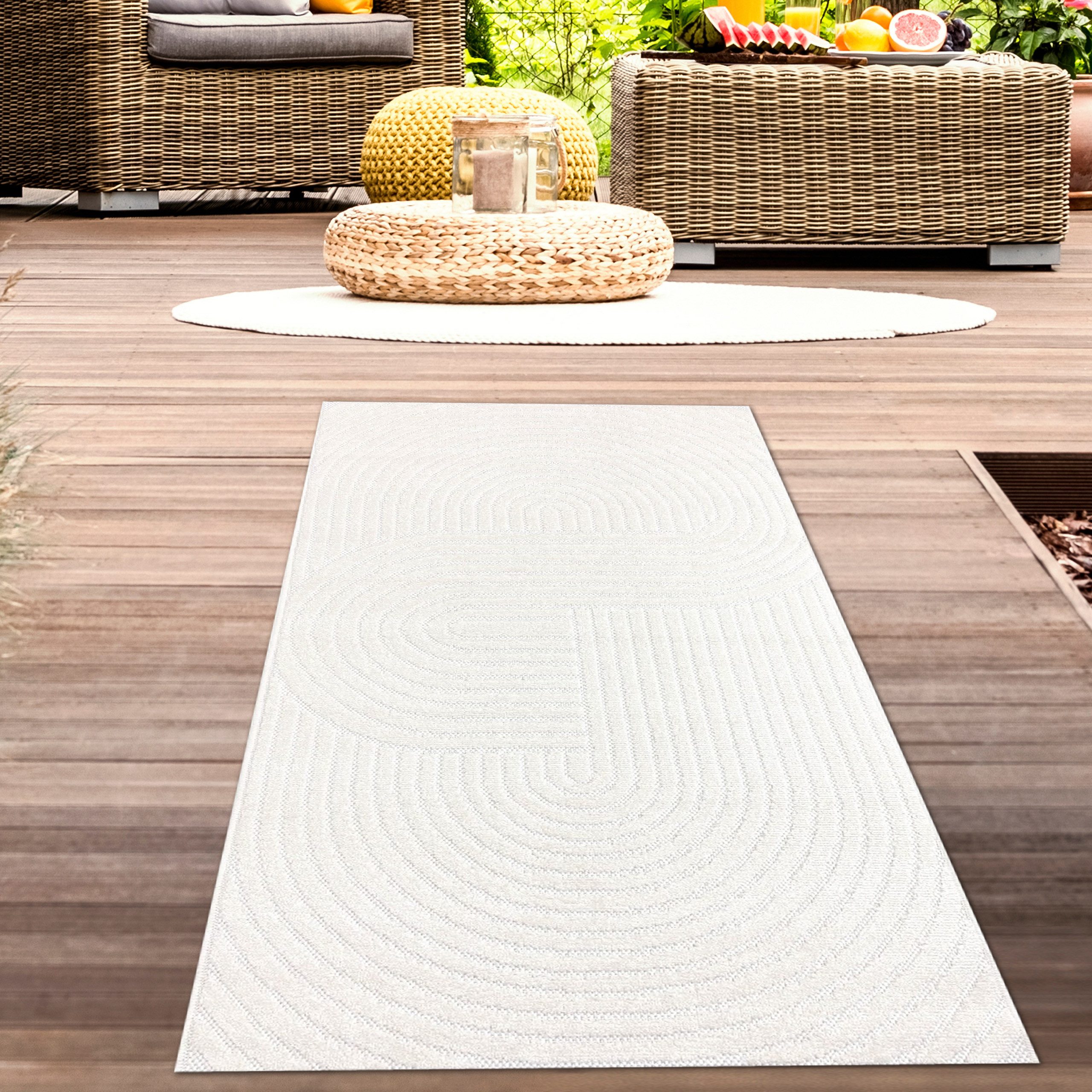 Carpetia Outdoorteppich Teppich Outdoor mit Kreismuster günstig online kaufen