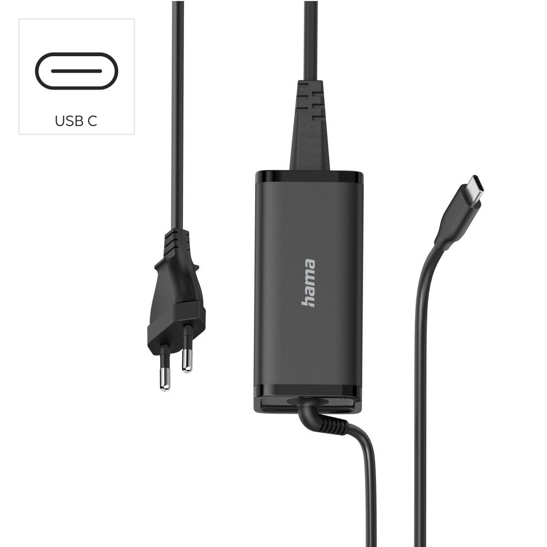 Hama Laptop-Ladekabel 5-20V/100W, Universal, USB-C, GaN, Power Delivery Notebook-Netzteil