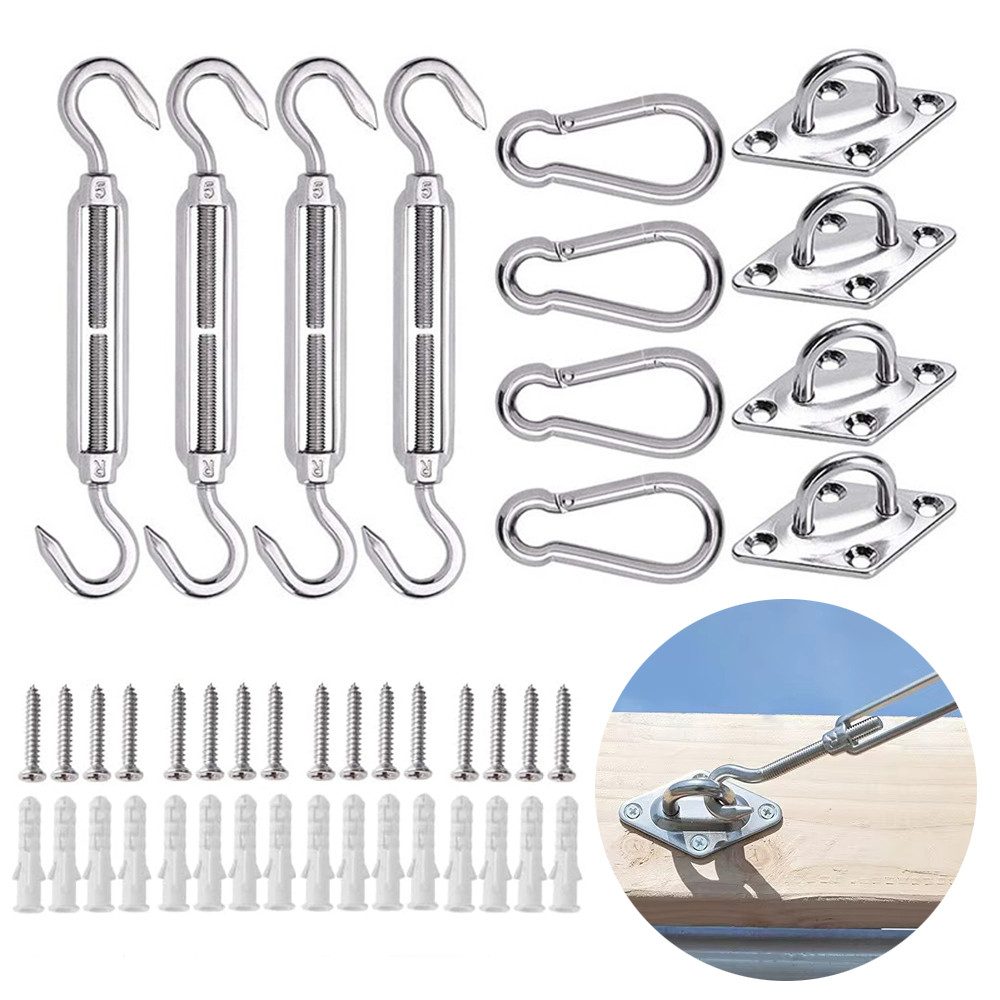 NUODWELL Sonnensegel Sonnensegel Befestigung Kit, 304 Edelstahl Awnings Mounting Assembly, Für Viereckigen Dreieckigen Sonnensegeln Rostfreier,Tragfähigkeit 99kg