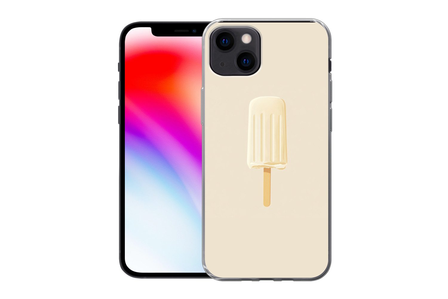 MuchoWow Handyhülle für Apple iPhone 13 Minimalistisch - Wassereis - Stick - Beige, Smartphone-Bumper, Print, Handy Schutzhülle Dünn