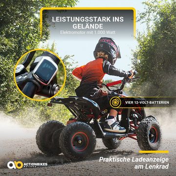 Actionbikes Motors Elektro-Kinderquad Mini Kinder Elektroquad Reneblade 1000 W 48 V, Belastbarkeit 50,00 kg, (1-tlg), Pocket Quad - Safety Touch - gelochte Scheibenbremse - bis 25 km/h