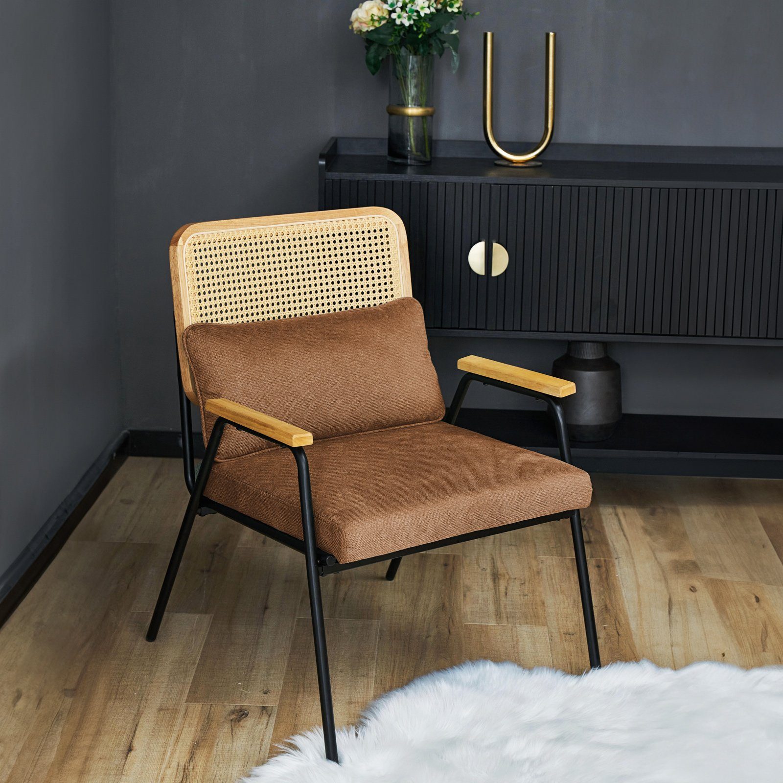 SVITA Loungesessel THEA, Loungestuhl,Holzdesign,Metallbeine,Braun günstig online kaufen