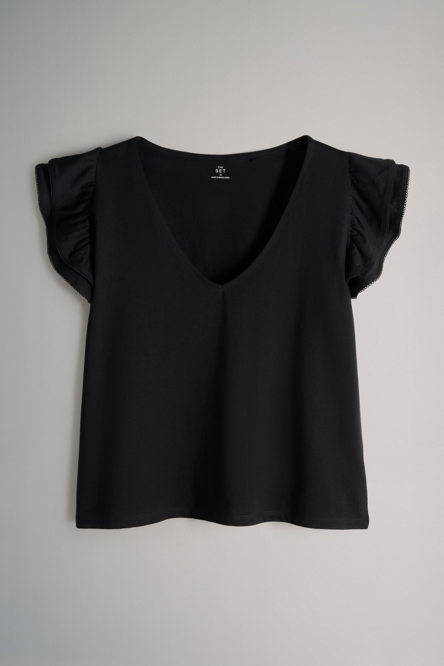 The Set V-Shirt The Set T-Shirts mit Rüschenärmeln, 3er-Pack (3-tlg) günstig online kaufen
