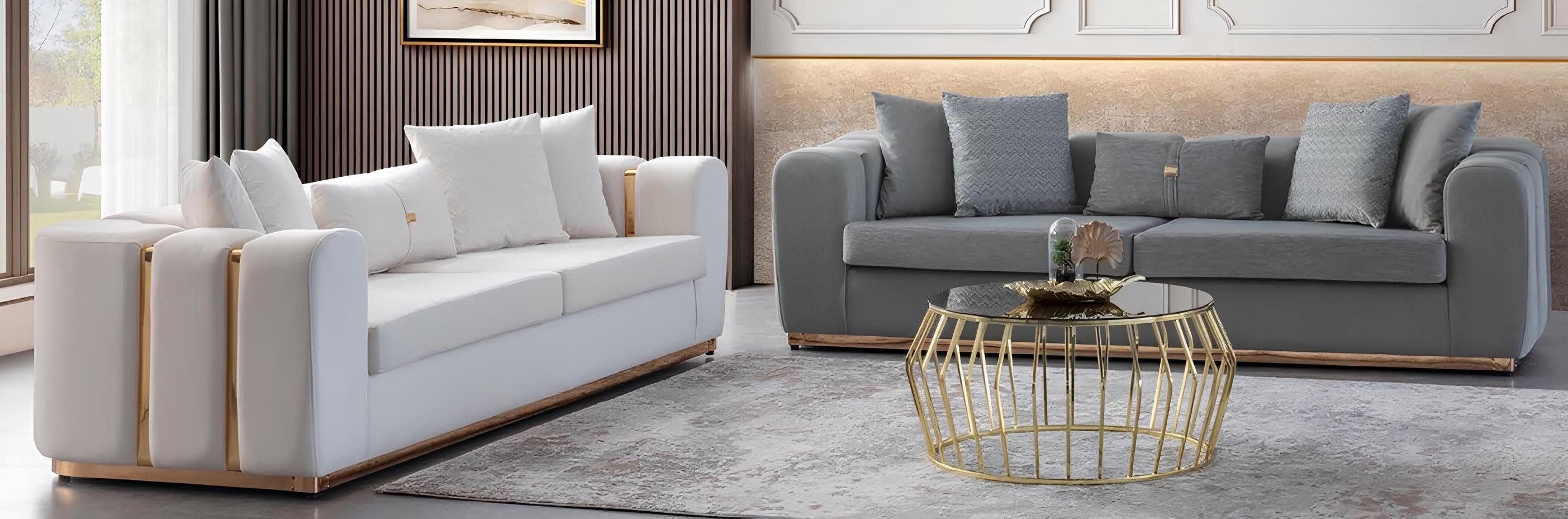 Xlmoebel 4-Sitzer Graues Designer-Sofa aus Textil mit Holzgestell, Hergestellt in Europa