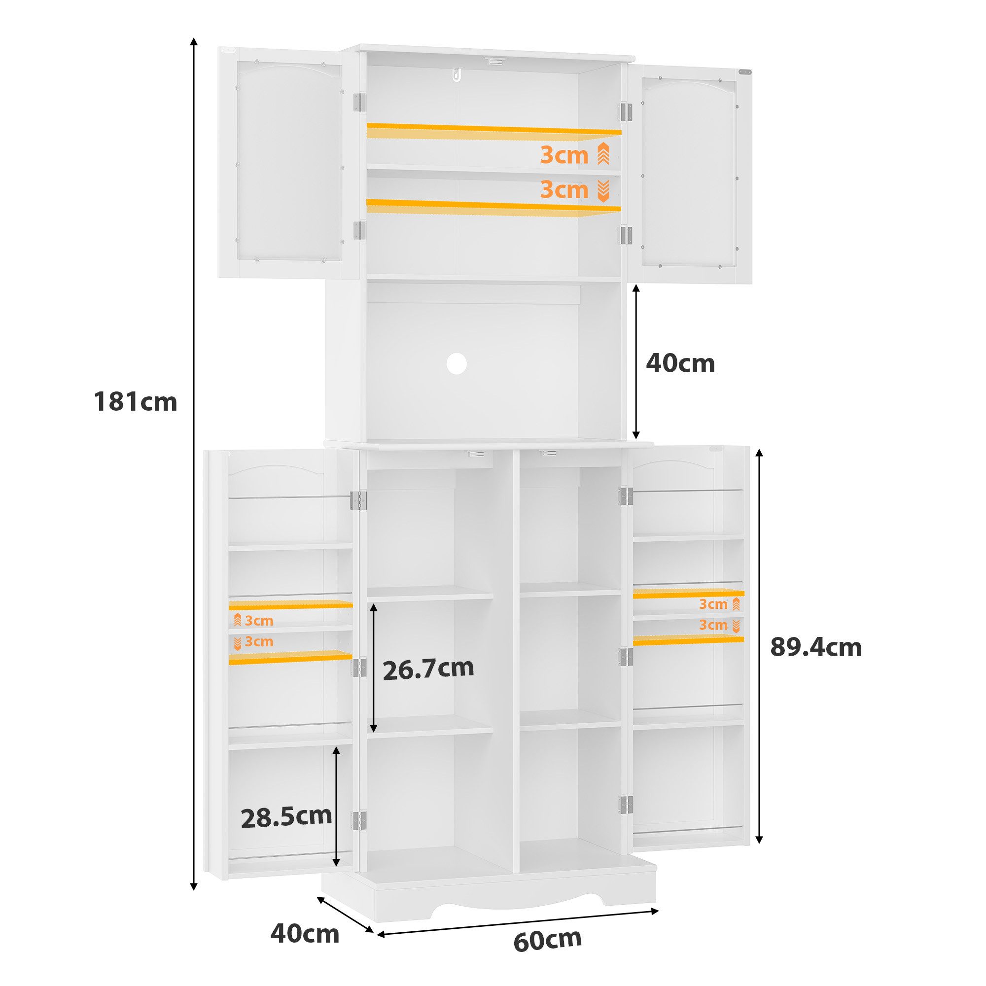 HOMECHO Hochschrank Küchenschrank mit Mikrowellenregal und Türablagen günstig online kaufen
