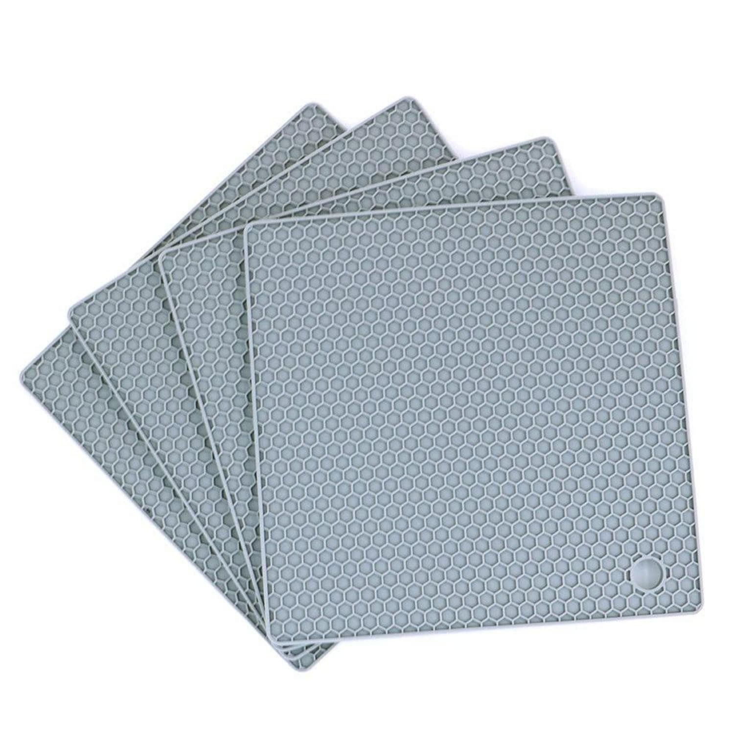 LuxusKollektion Topfuntersetzer Topflappen Silikon Hitzebeständig Hellgrau 17cm