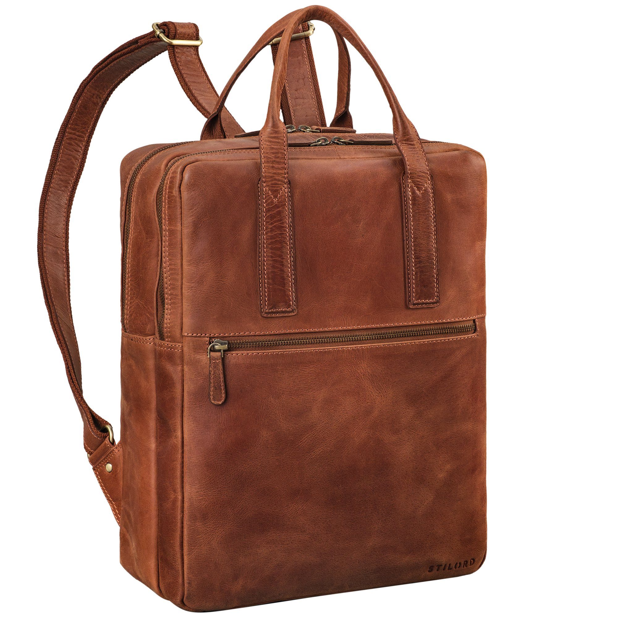 STILORD Notebookrucksack "Boris" Leder Business Rucksack mit Henkel