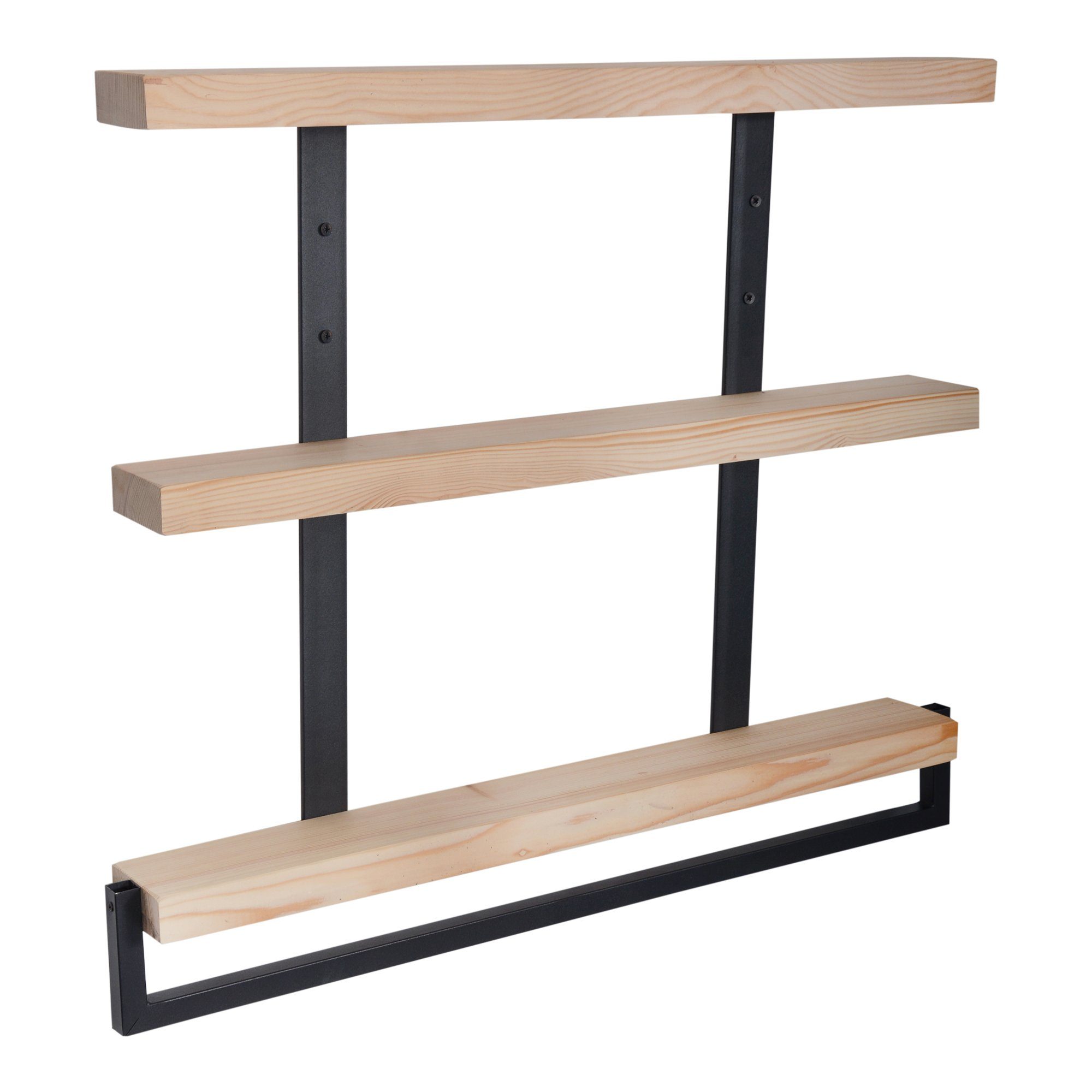 en.casa Wandregal, »Nykøbing« Hängeregal 3 Regalböden Kiefernholz Metall Natur/Schwarz. Reduzierter Preis € 26,99. Unverbindliche Preisempfehlung € 53,99