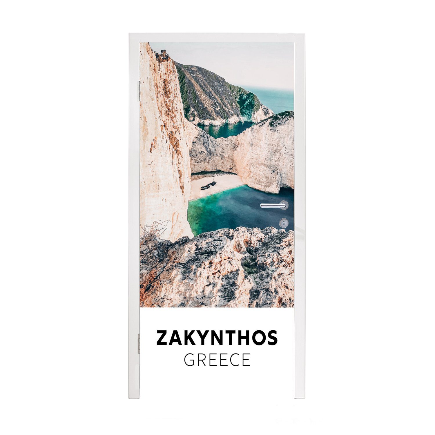 MuchoWow Türtapete Zakynthos - Griechenland - Strand, Matt, bedruckt, (1 St), Fototapete für Tür, Türaufkleber, 75x205 cm