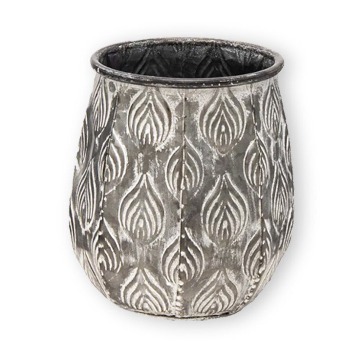 colourliving Blumentopf Pflanztopf Zinktopf Cauldron Serie Old Grey 19cm (1 günstig online kaufen