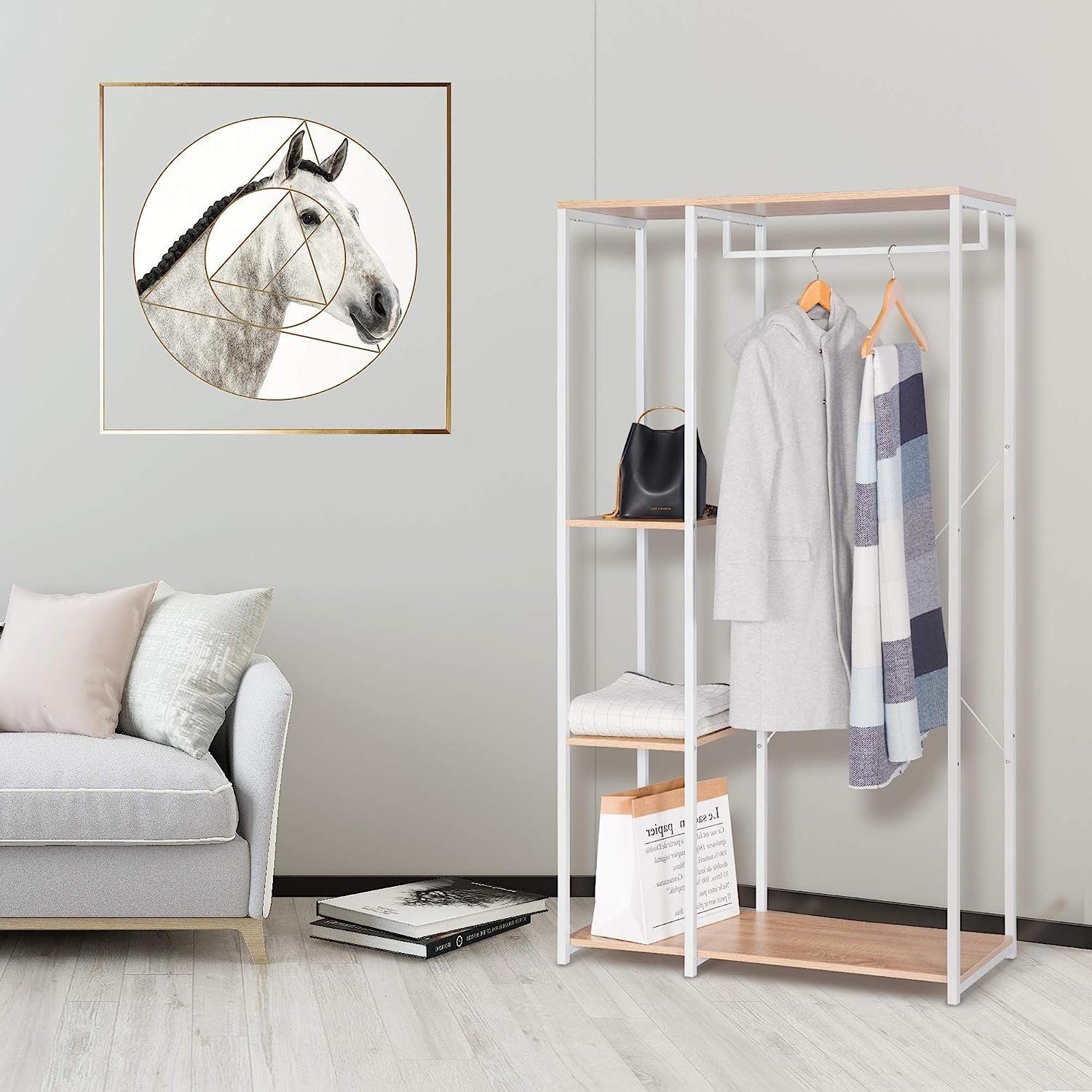 Woltu Kleiderständer, (1 St), Garderobenständer mit Ablage, aus Holz und St günstig online kaufen