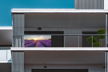 MuchoWow Balkonsichtschutz Lavendel - Blumen - Sonnenuntergang - Lila (1-St) Balkonbanner, Sichtschutz für den Balkon, Robustes und wetterfest