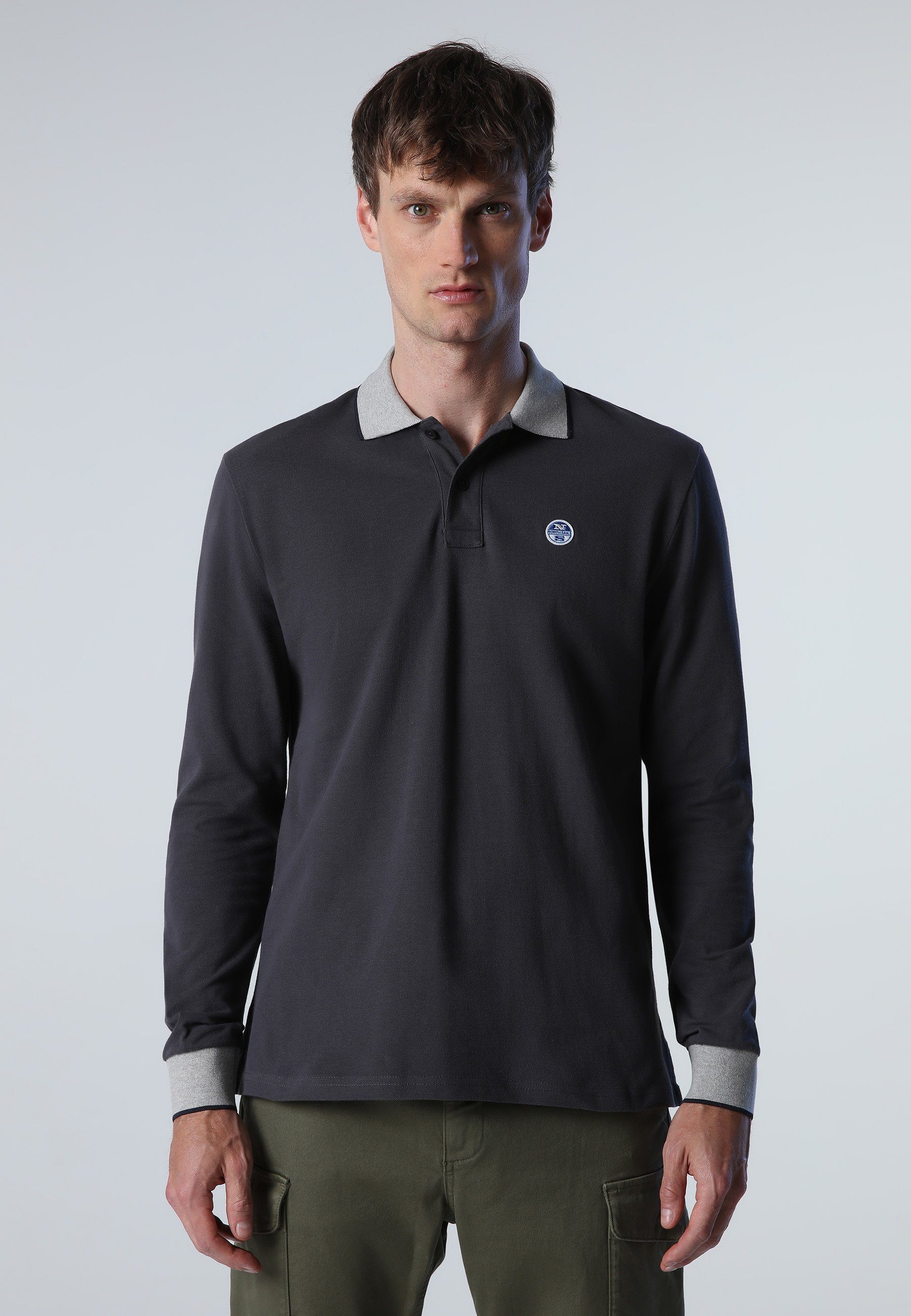 North Sails Poloshirt Poloshirt Long-sleeved polo shirt ASPHALT