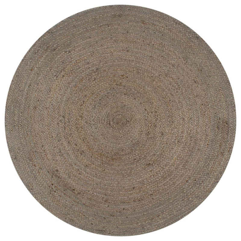 Teppich Teppich Handgefertigt Jute Rund 90 cm Grau, vidaXL, Runde