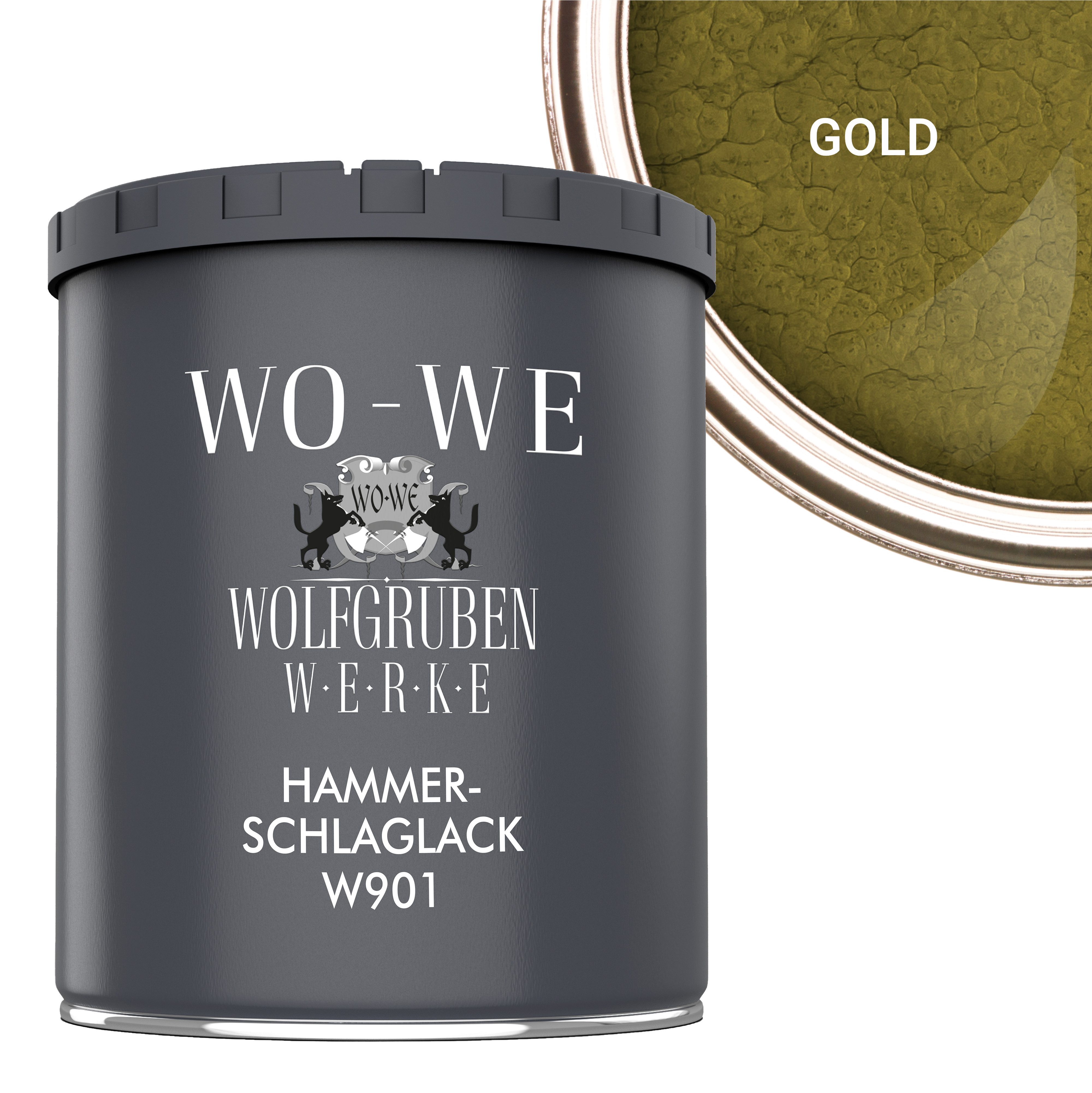 WO-WE Metallschutzlack Hammerschlaglack Hammerschlag Effektlack W901, 1-5L, Glänzend