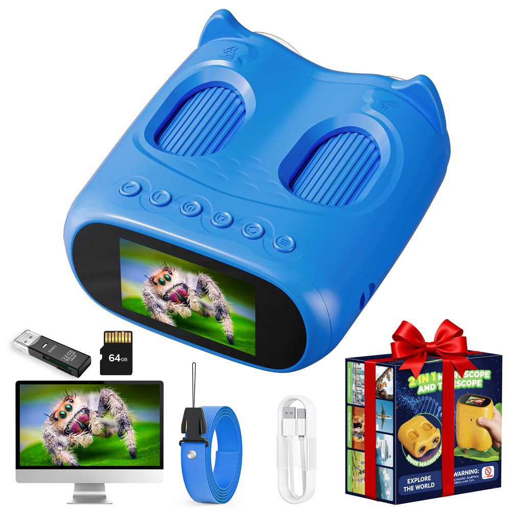 Lisabonde 2-in-1 Kindermikroskop & Teleskop, 2" Display, inkl. 64GB Kindermikroskop (200x-1000x, 2-in-1 Kindermikroskop (1000x) & Teleskop (10x), inkl. 64GB Micro-SD)