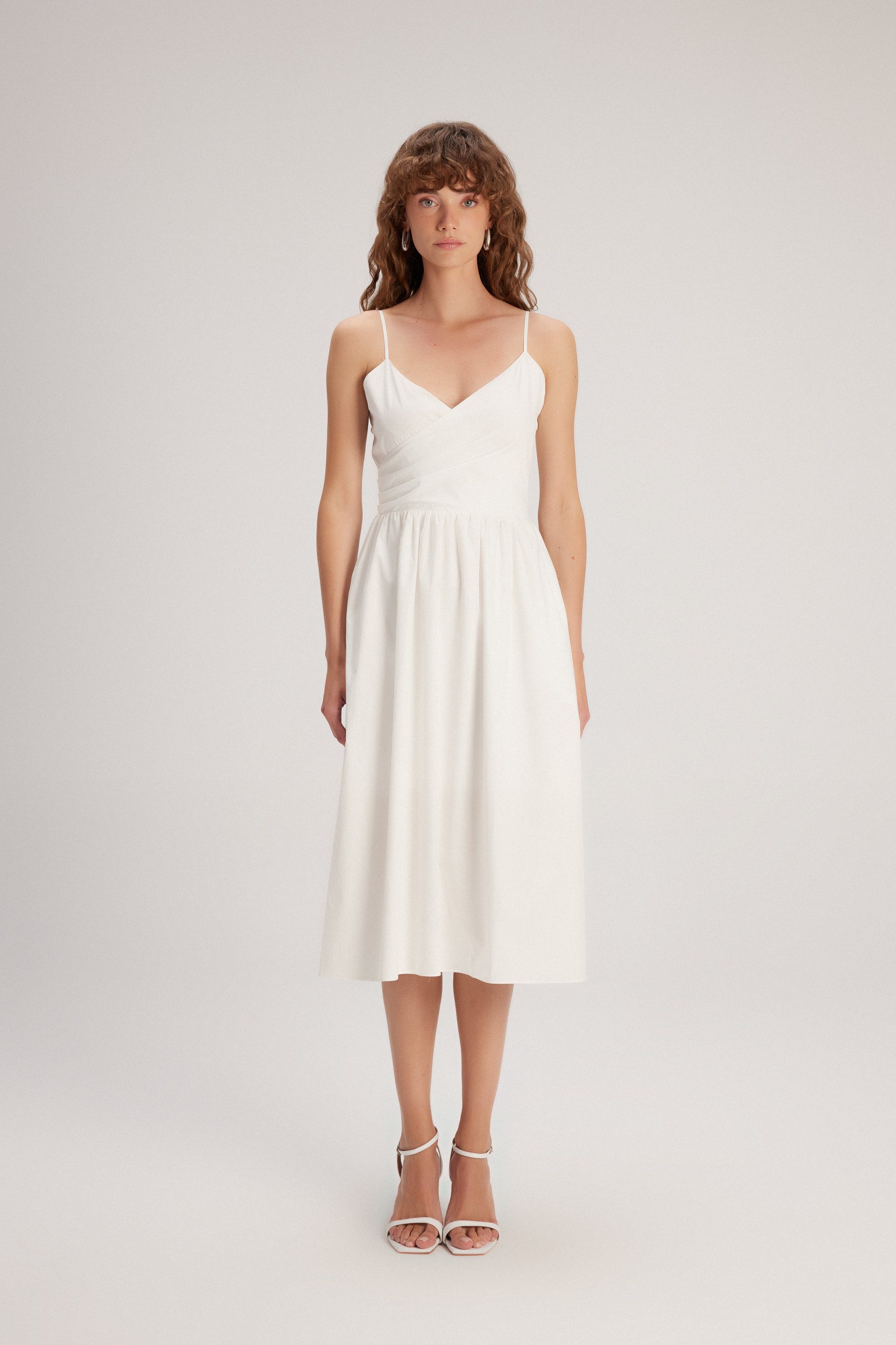 adL Sommerkleid Midikleid mit Herzausschnitt und Spaghettiträgern
