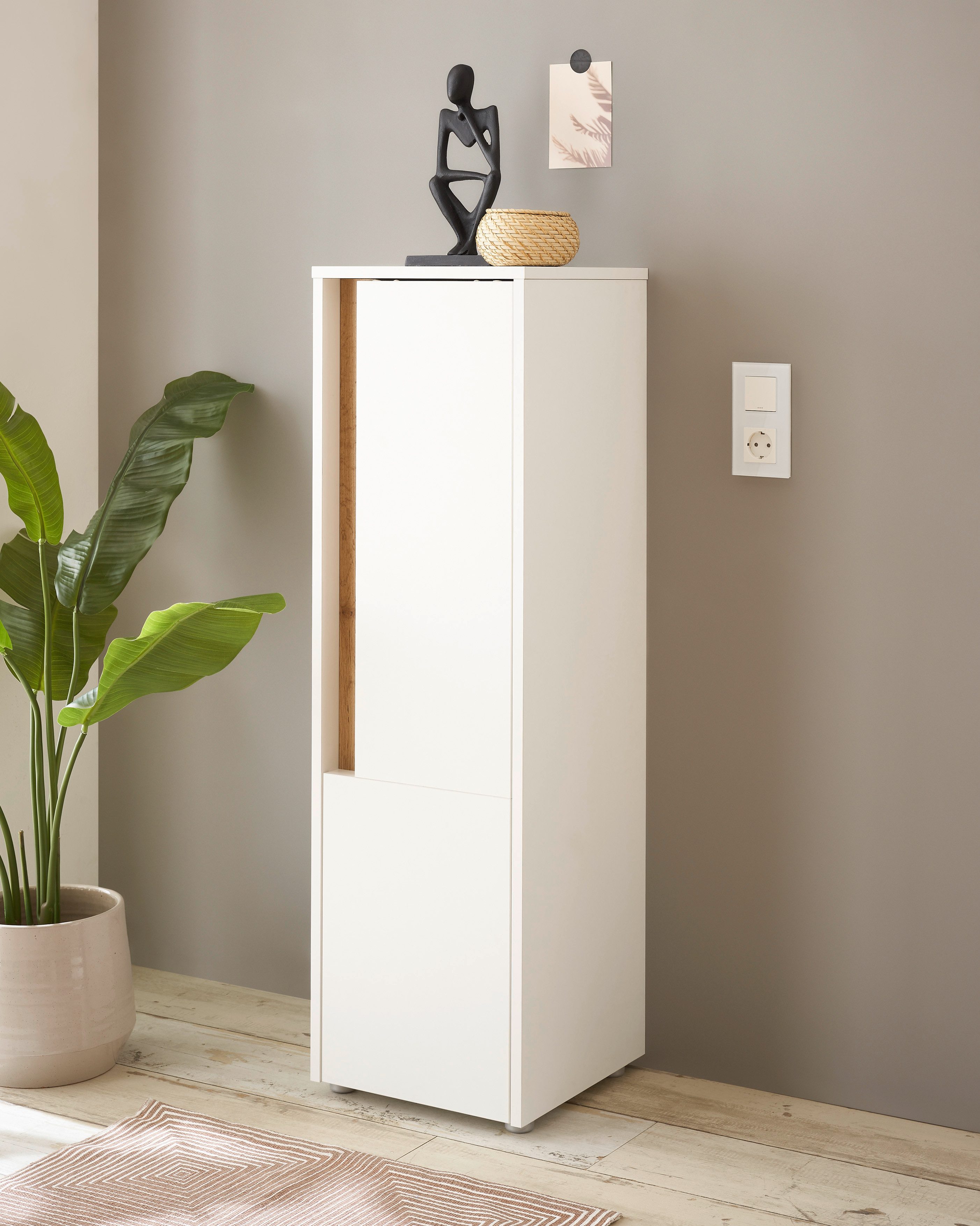 Home affaire Midischrank CITY/GIRON, Badschrank mit Griffmulde, Hochschrank in zeitlosem Design in den Farben Weiß und Anthrazit verfügbar, viel Stauraum – Bild 2 von 5