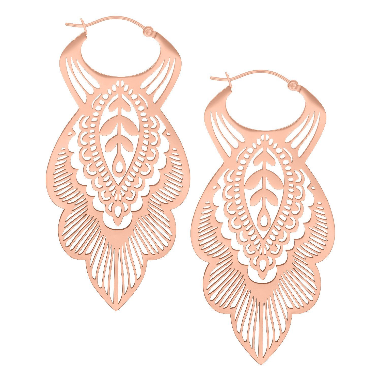 Paar Ohrhänger Mandala Leaf Hoops