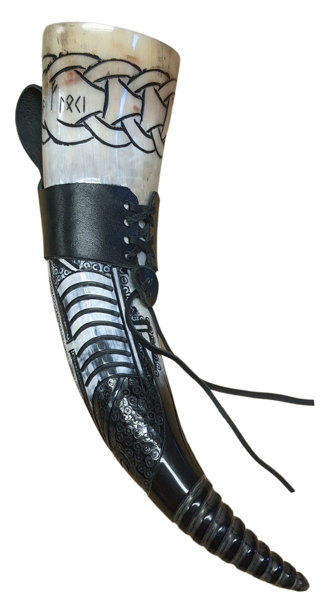hornerey Bierkrug Trinkhorn "Floki's Horn", Set mit Ständer und Gürtelhalter, 3-tlg. – Bild 5 von 5