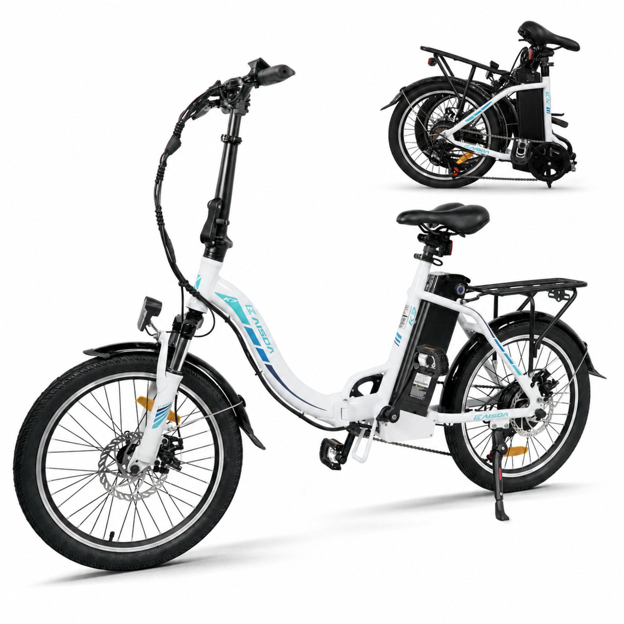 PIXAR E-Bike Cityrad E-Bike Klapprad 20 Zoll, 250 W, 468 Wh, Shimano 7-Gang, Tiefeinsteiger, 7 Gang Shimano, Kettenschaltung, Heckmotor, 468 Wh, (Packung, E-Bike, Reflektoren, Werkzeugset, Anleitung, Ladegerät, Akku), Tiefeinsteiger, herausnehmbarer Akku, LCD, Bluetooth-App