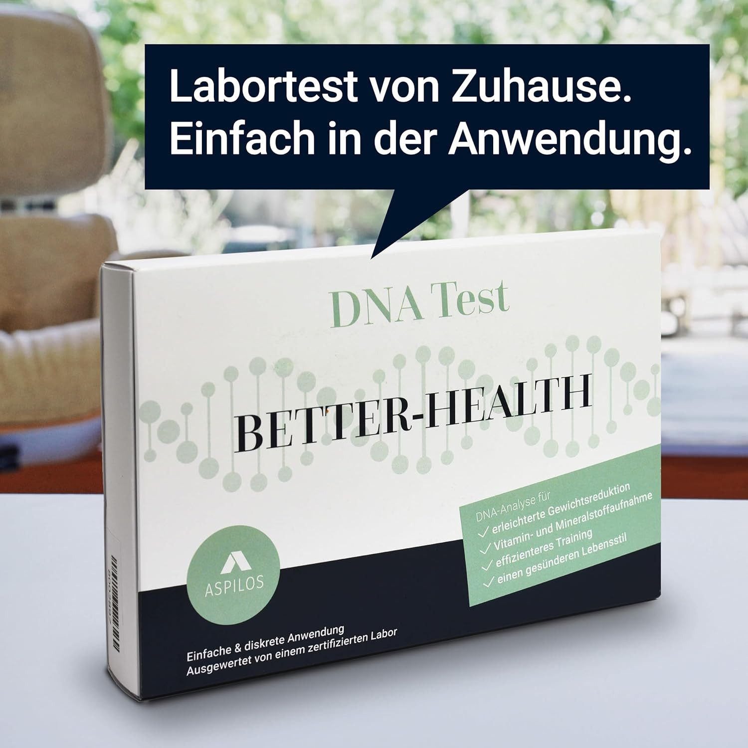 ASPILOS CRP-Schnelltest BETTER HEALTH DNA Gesundheitstest für Zuhause mit Speichelprobe, zuverlässig & diskret, DNA Speicheltest, Laboranalyse, 1-tlg., DNA Test, Genetik Analyse, Professionelle Laborauswertung