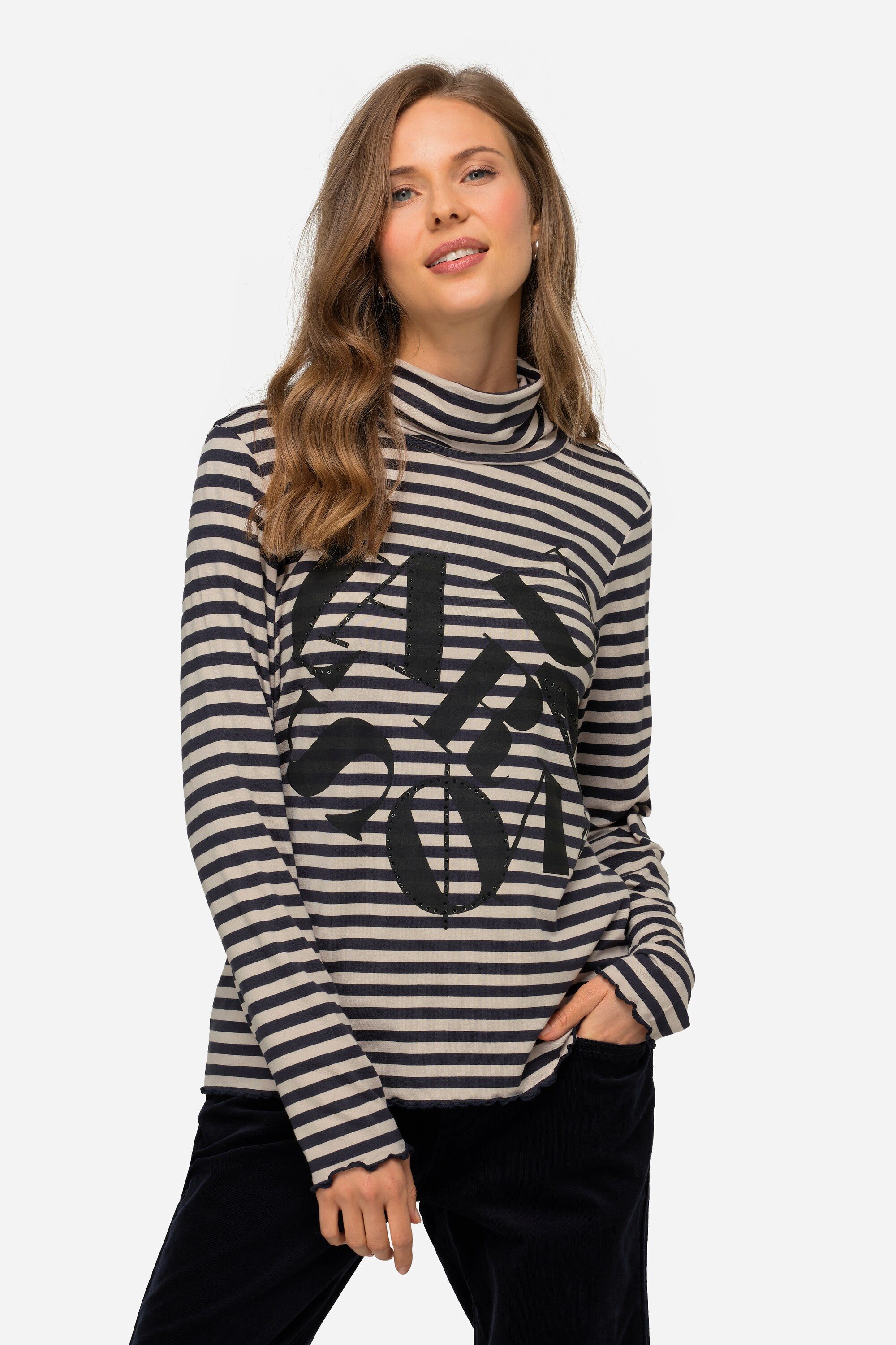 Laurasøn Longsleeve Ringelshirt Laurason Motiv Rollkragen günstig online kaufen