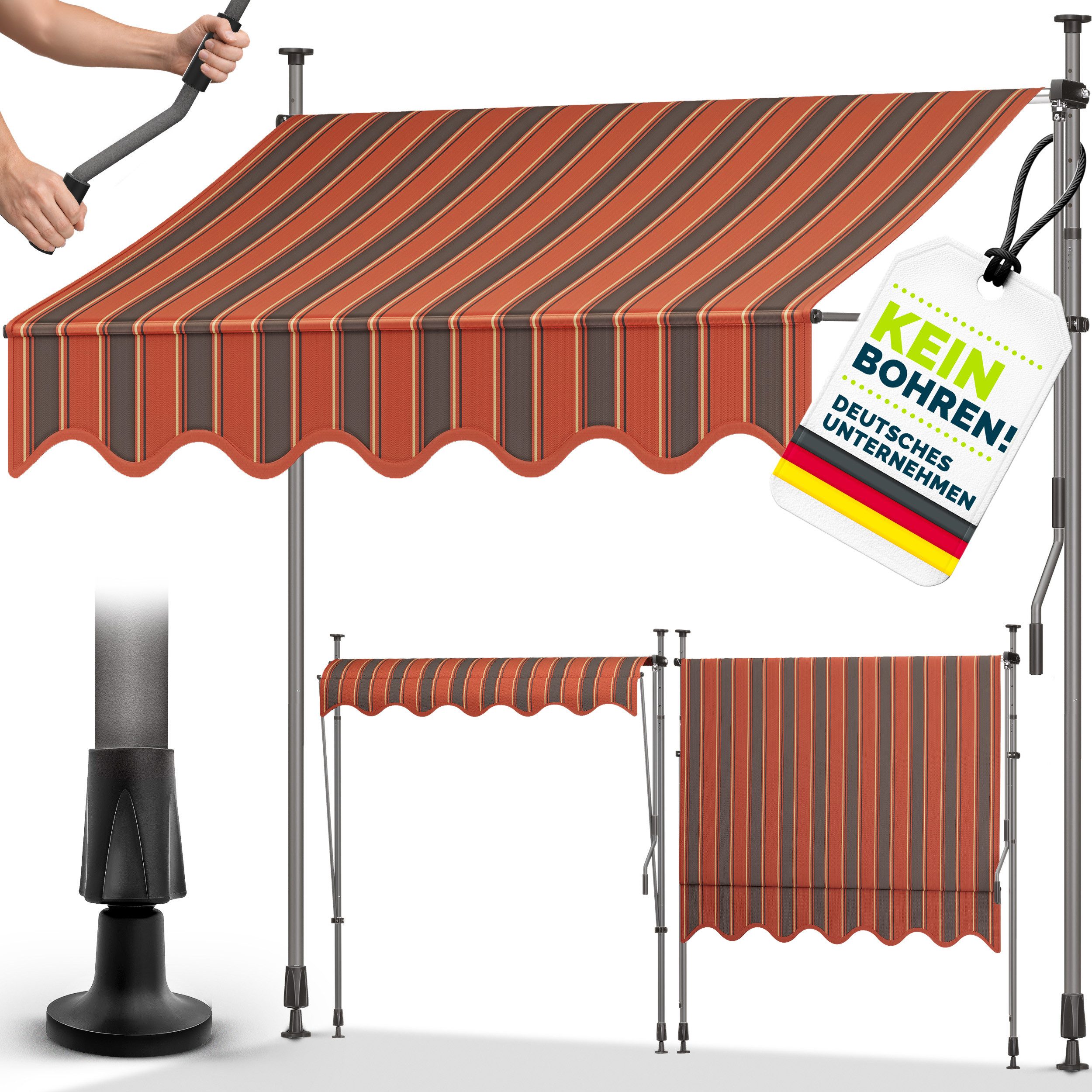 tillvex Klemmmarkise tillvex Balkonmarkise Markise Klemmmarkise Sonnenmarkise Handkurbel