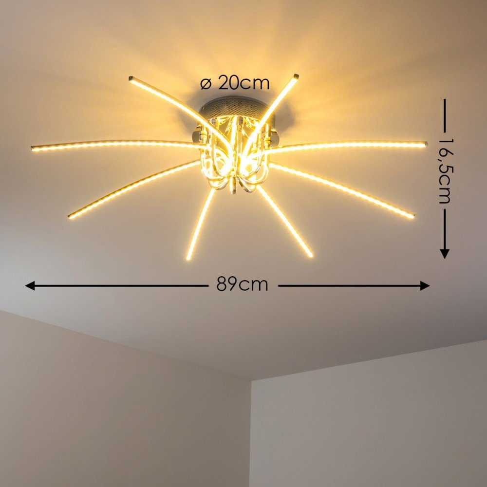 hofstein Deckenleuchte »Chieuti« einer Sonne 1900 Kelvin, geschwungene Metall, 3000 Lichtleisten Lumen, stilisierten chrom, 8 Deckenlampe