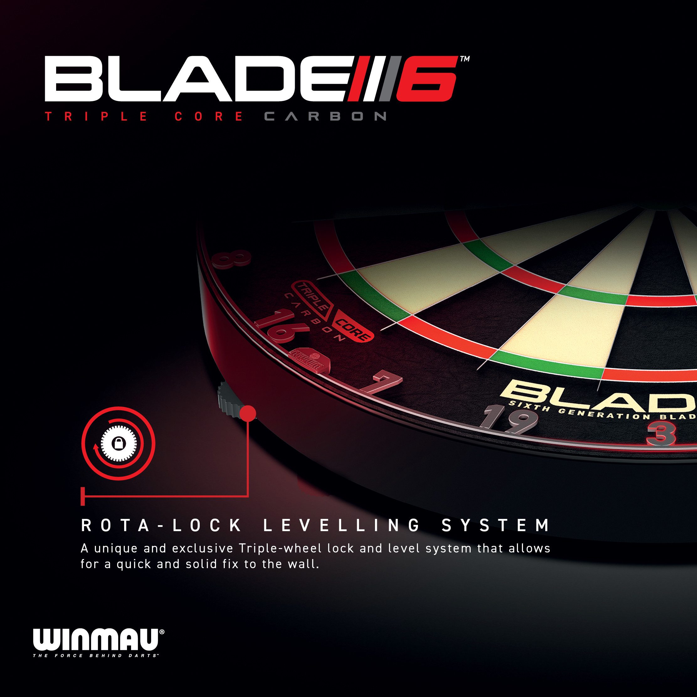 Winmau Dartscheibe Winmau Blade 6 Triple Core Set mit PDC Surround und 2 Sets Darts, (Dartscheibe, Dartsurround (Wandschutz), Dartpfeile)