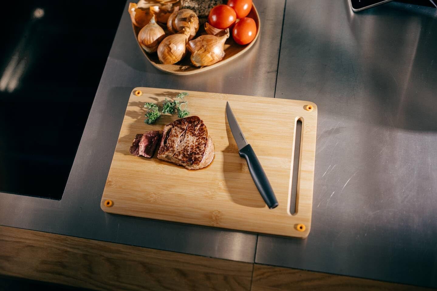 Fiskars Steakmesser Steakmesser-Set, 3-teilig, Edelstahl/Kunststoff, Schwarz Functional Form Design, ideal für Fleischgerichte
