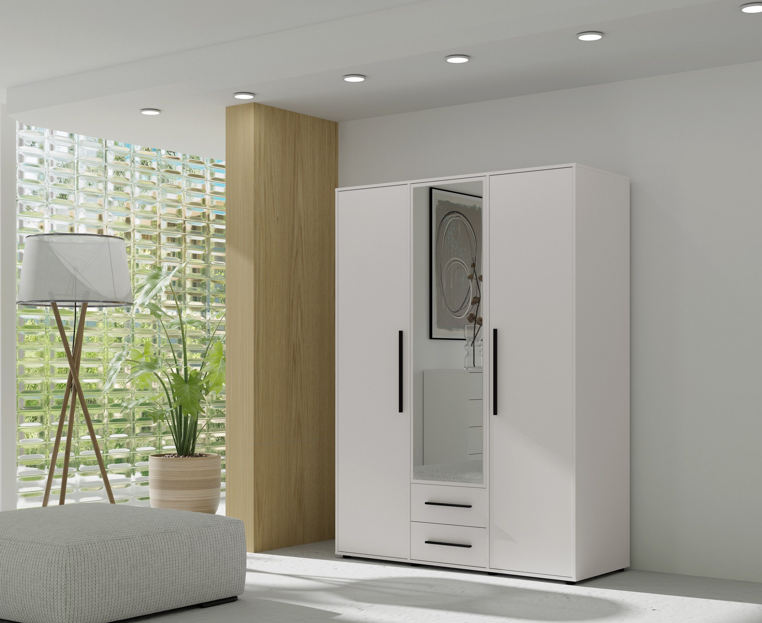 Marmex Möbel Kleiderschrank MAXIONE 12 Drehtürenschrank Spiegelschrank 150 x 205,7 x 59 Schubladen, Garderobenschrank