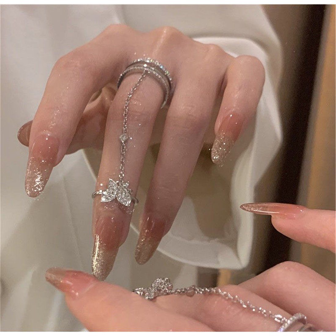 Kette Ring, Siamese Frauen Mode DAYUT für Geschenk (1-tlg) Schmetterling Fingerring