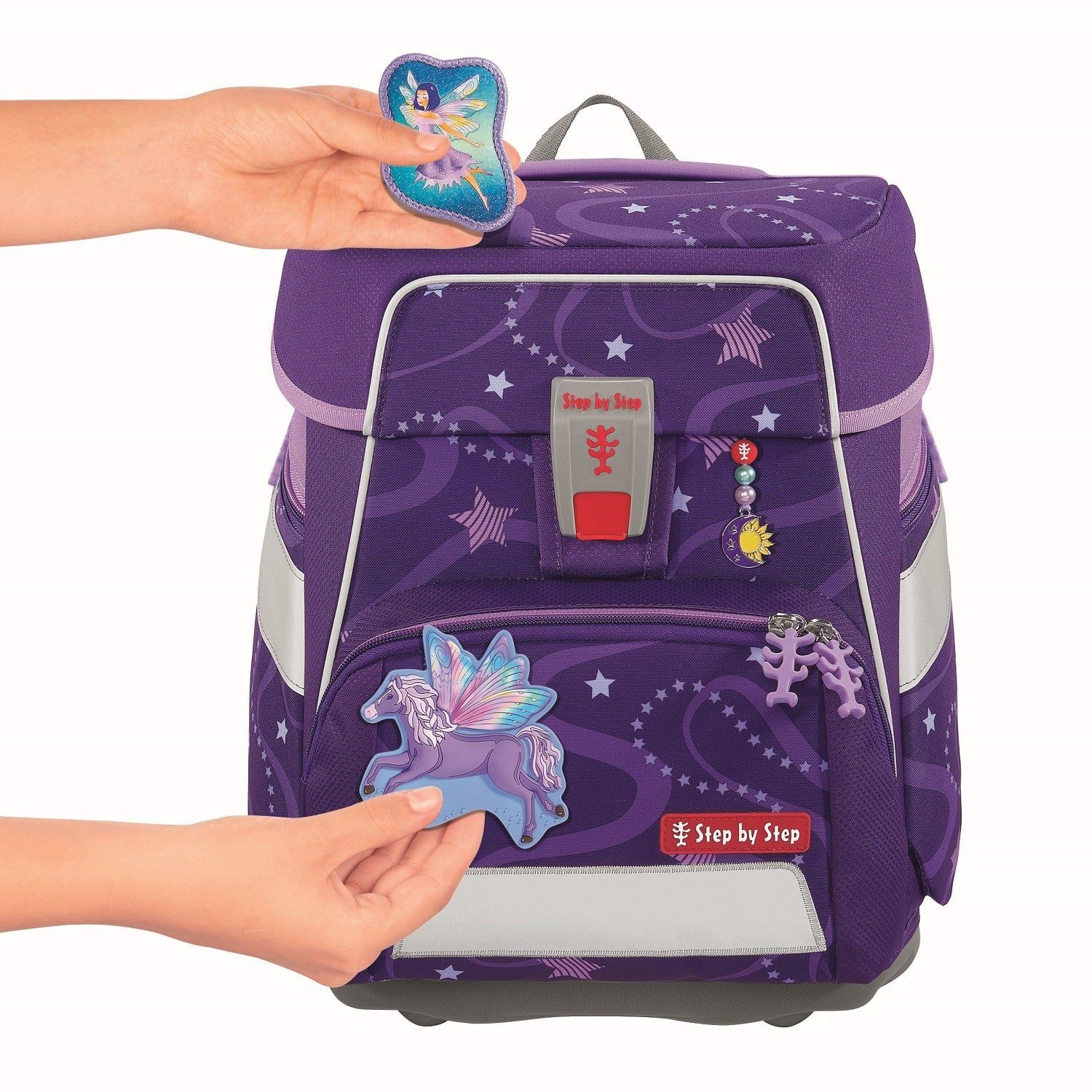 Step by Step Schulranzen MAGIC MAGS Pegasus Emily 3-teilig (3-teilig), Motivanhänger, Glücksbringer