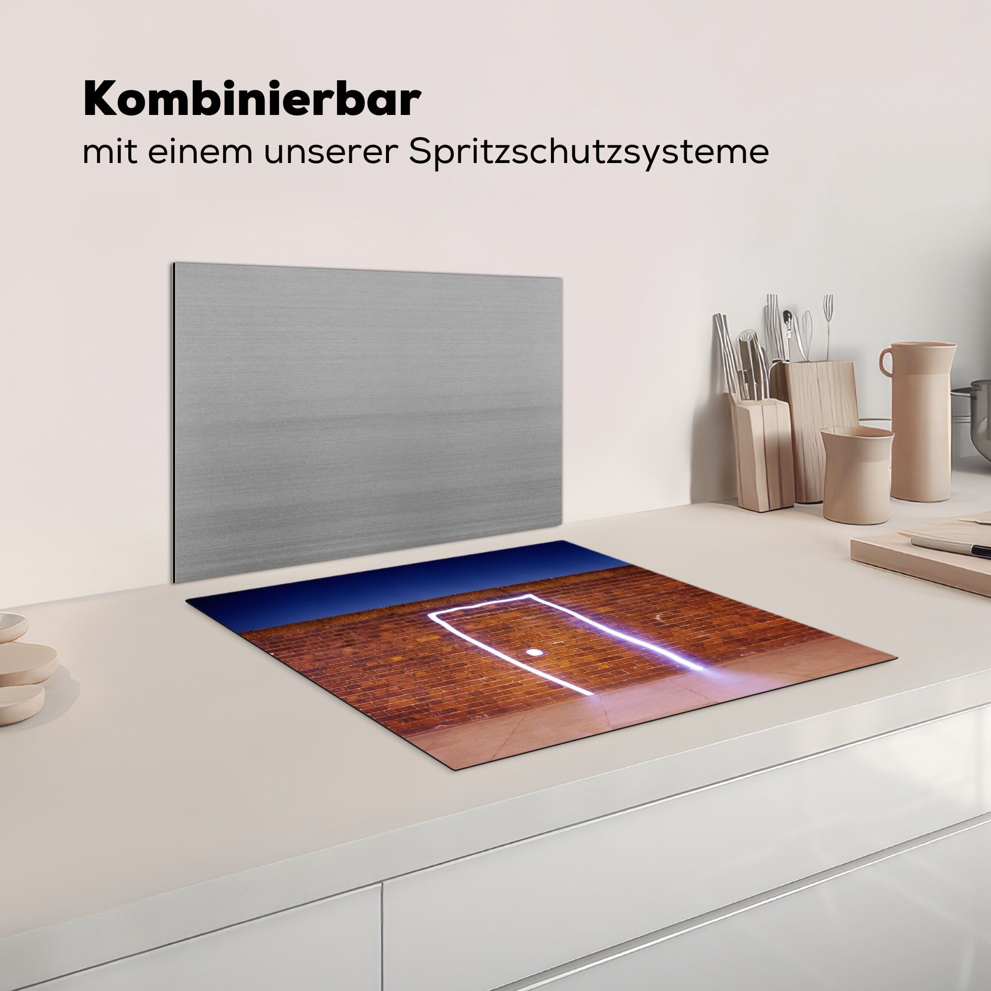 MuchoWow Herdblende-/Abdeckplatte Licht (1 Tür, Induktionsmatte gibt, Vinyl, cm, die Wand die küche, Die 59x52 für tlg), auf Ceranfeldabdeckung die