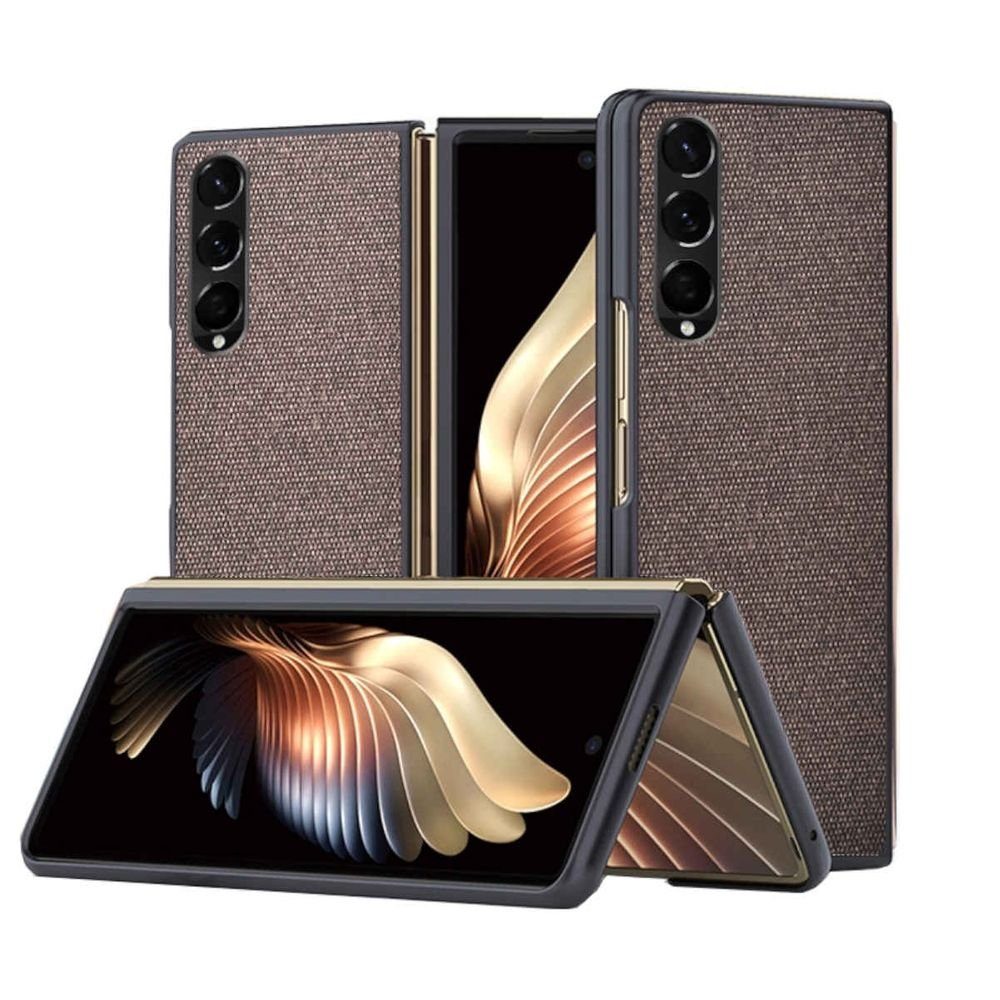 Wigento Handyhülle Für Samsung Galaxy Z Fold3 5G Sand Design Kunststoff Hart Cover Handy Tasche Hülle Etuis Braun