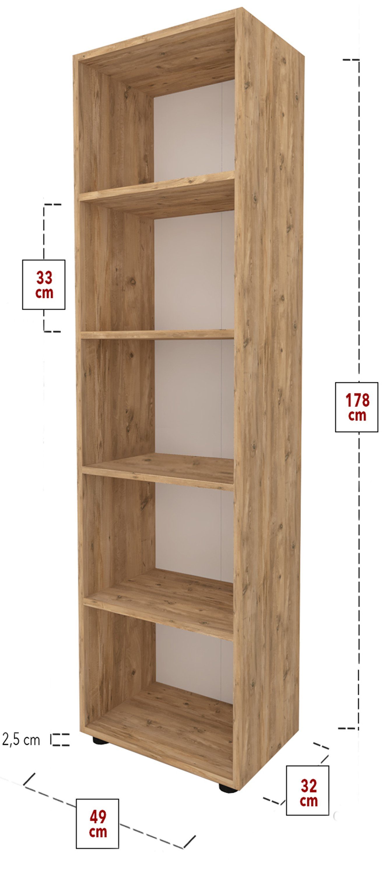 VCM Ulas Büro Holz 1-tlg. Ordner Weiß Bücher Aktenregal Regal Aktenregal 5f,