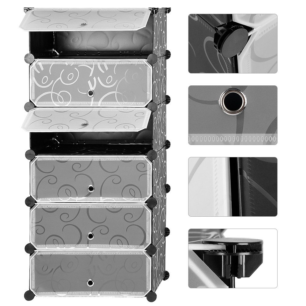 JEOBEST Schuhschrank Modularer Kombischrank, DIY Schuhschrank mit Tür (1/2-St) 6 Fächer, Kunststoff, für Platzsparende – Bild 4 von 5