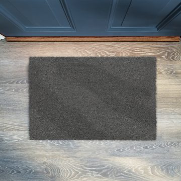 Fußmatte Graue Fußmatte aus Kokos, relaxdays, Höhe: 15 mm