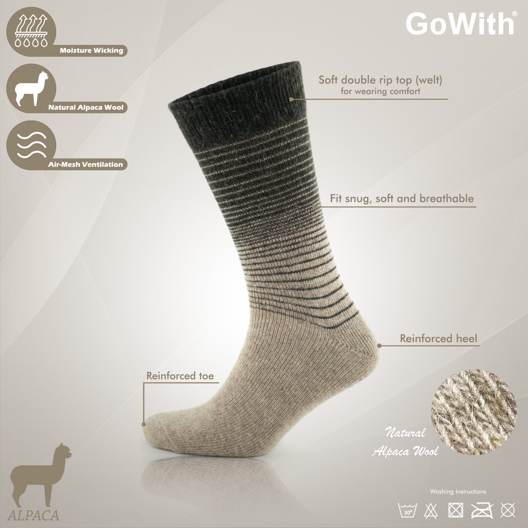 GoWith Thermosocken Alpaka Socken Wollsocken Outdoor Socken Warmhaltend Wan günstig online kaufen