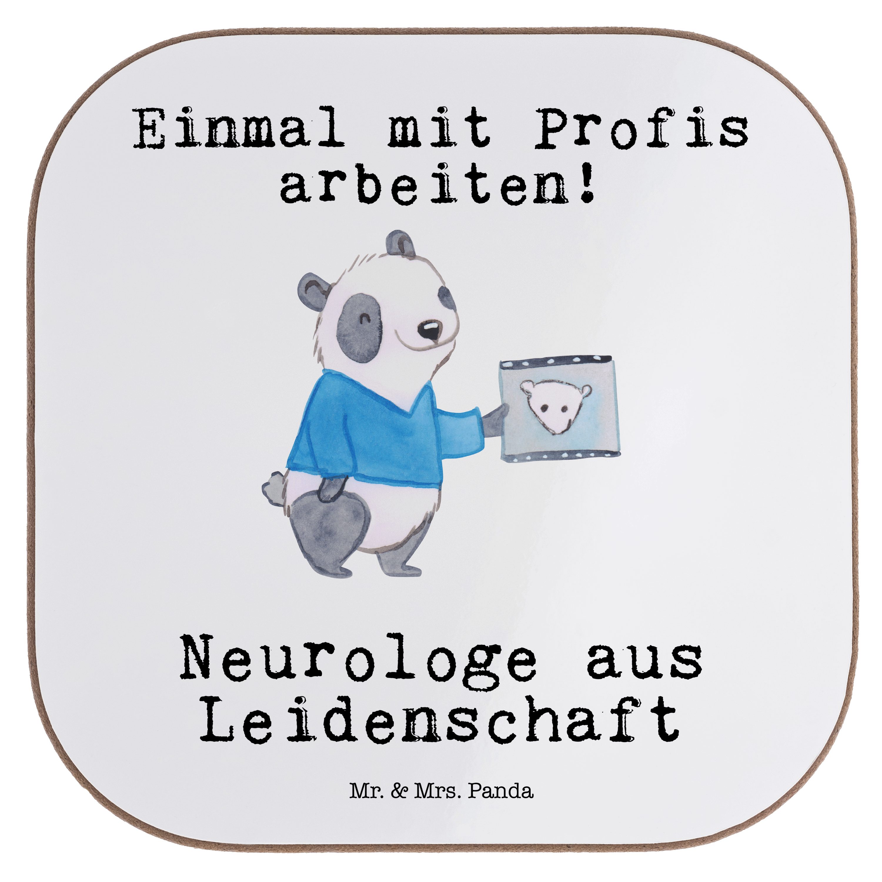 Mr. & Mrs. Panda Getränkeuntersetzer Neurologe aus Leidenschaft - Weiß - Geschenk, Ausbildung, Getränkeunt, 1-tlg.