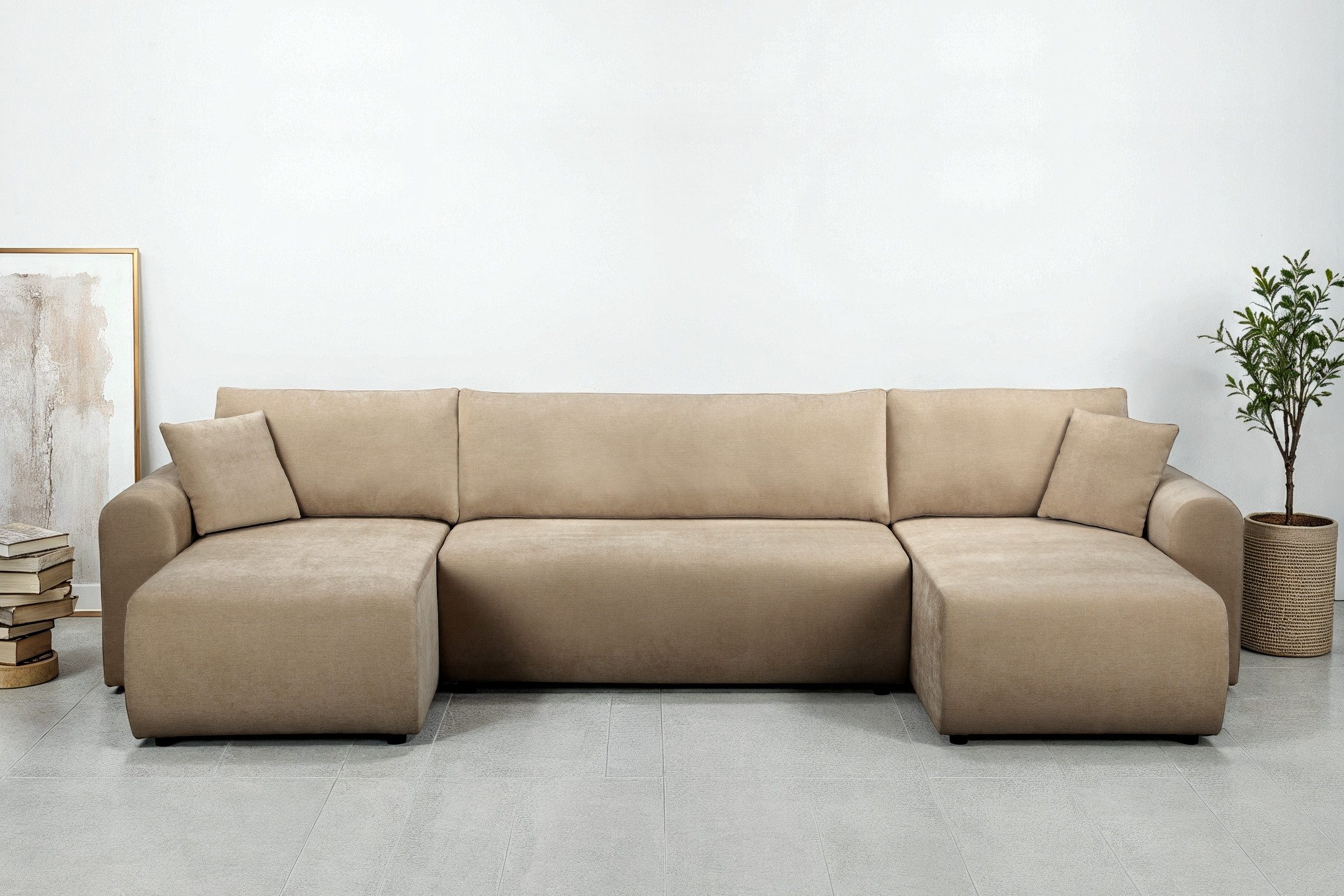 OTTO home Wohnlandschaft JONAA, 311 cm, U-Form, Schlafsofa, Boxspringfederung, Cord u. Struktur, Schlaffunktion 133/270cm, Bettkasten, Taschen, Unser Tiefpreis