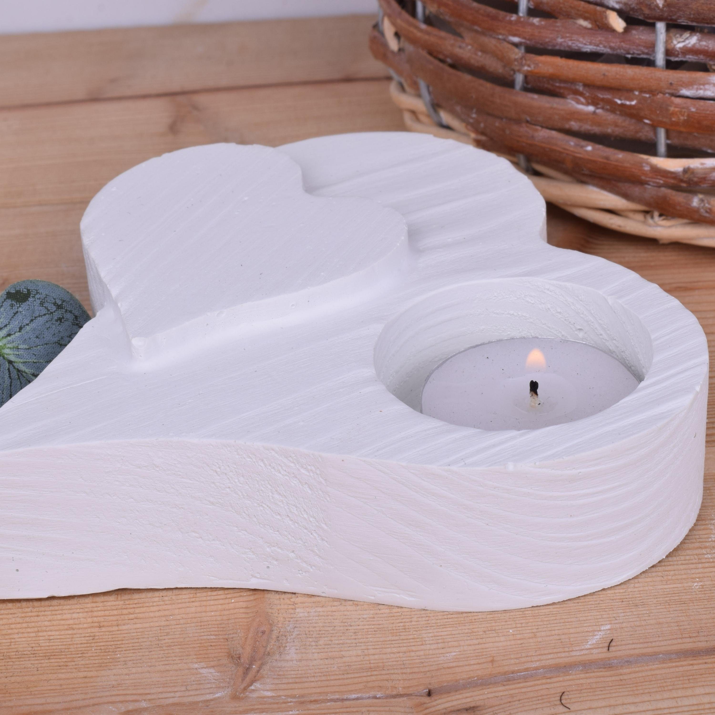 TIVENDIS Holzoptik Beton "Herz" aus (Packung) Teelichthalter Design Teelichthalter