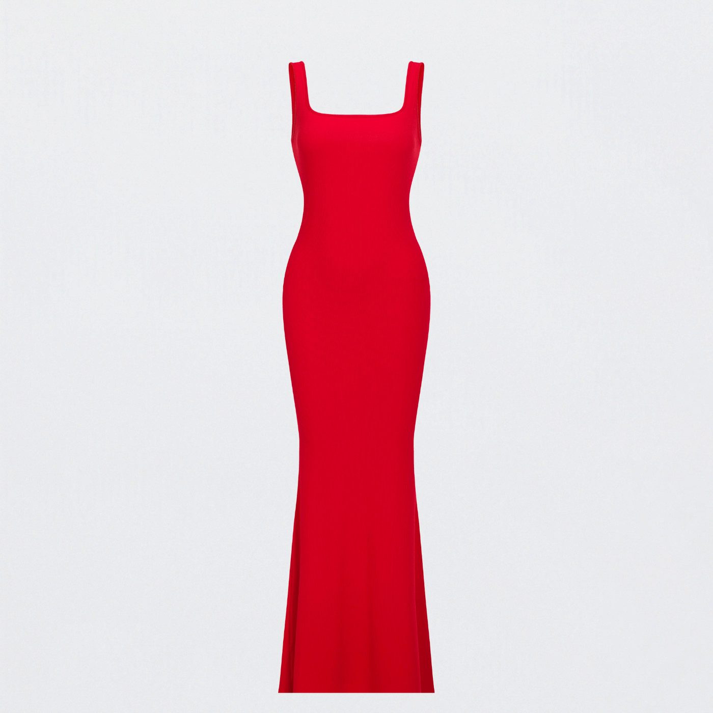 Creamy Fabrics Jerseykleid Ribbed Tank Top Maxikleid-Fire Red-M (1-tlg)